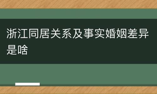 浙江同居关系及事实婚姻差异是啥