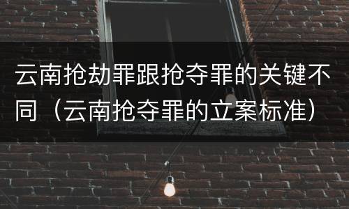 云南抢劫罪跟抢夺罪的关键不同（云南抢夺罪的立案标准）