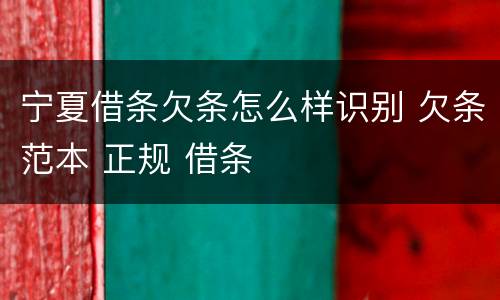 宁夏借条欠条怎么样识别 欠条范本 正规 借条