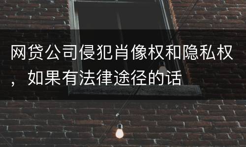 网贷公司侵犯肖像权和隐私权，如果有法律途径的话