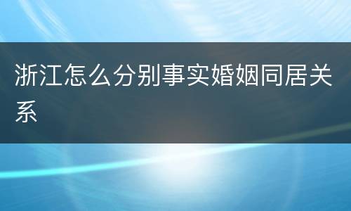 浙江怎么分别事实婚姻同居关系