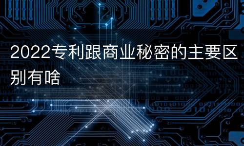 2022专利跟商业秘密的主要区别有啥