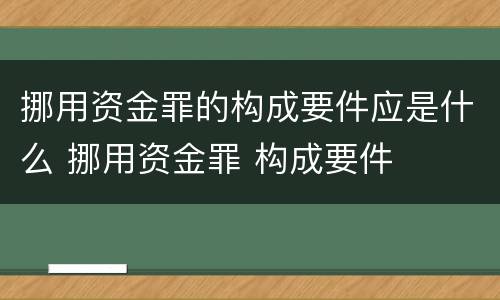 挪用资金罪的构成要件应是什么 挪用资金罪 构成要件