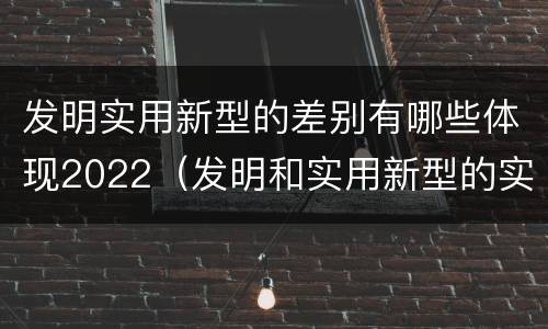 发明实用新型的差别有哪些体现2022（发明和实用新型的实用性）