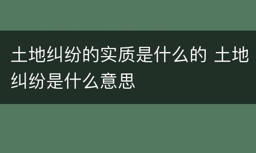 土地纠纷的实质是什么的 土地纠纷是什么意思