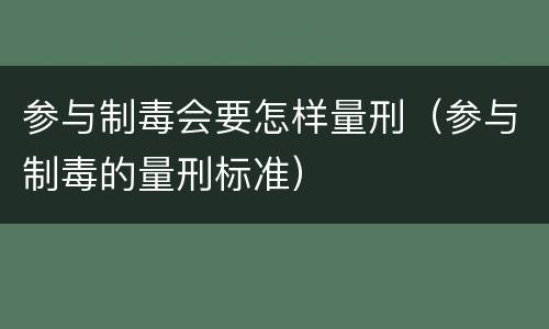 参与制毒会要怎样量刑（参与制毒的量刑标准）