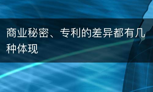 商业秘密、专利的差异都有几种体现