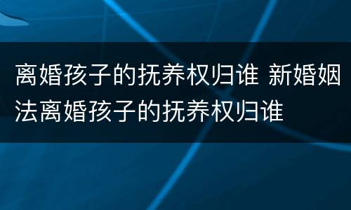 离婚孩子的抚养权归谁 新婚姻法离婚孩子的抚养权归谁