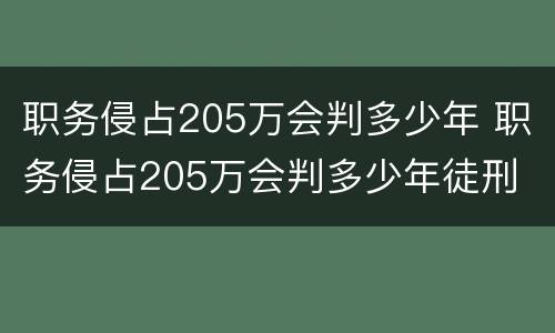 职务侵占205万会判多少年 职务侵占205万会判多少年徒刑