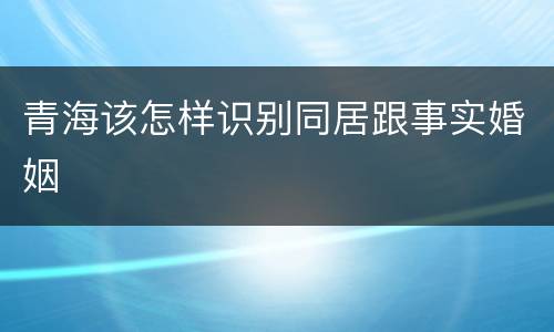 青海该怎样识别同居跟事实婚姻