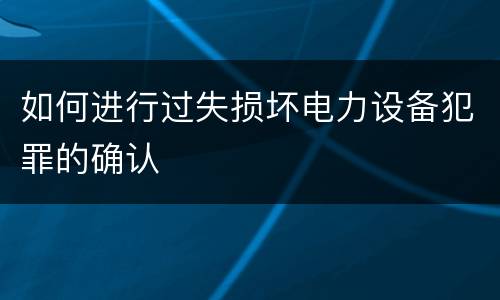 如何进行过失损坏电力设备犯罪的确认