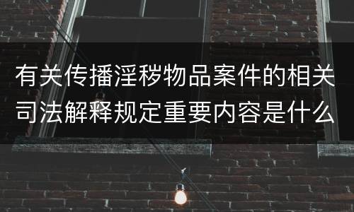 有关传播淫秽物品案件的相关司法解释规定重要内容是什么