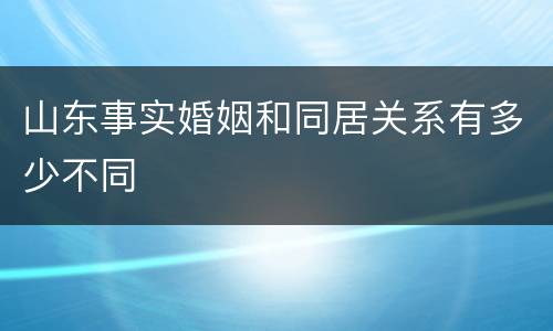 山东事实婚姻和同居关系有多少不同