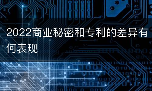 2022商业秘密和专利的差异有何表现