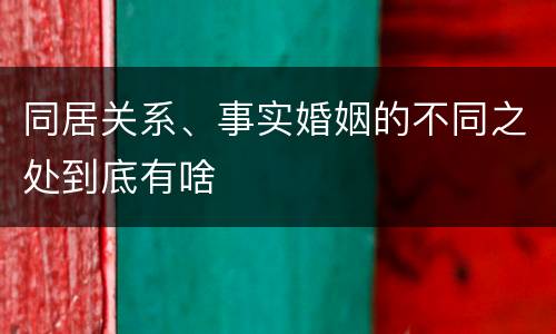 同居关系、事实婚姻的不同之处到底有啥