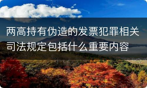 两高持有伪造的发票犯罪相关司法规定包括什么重要内容