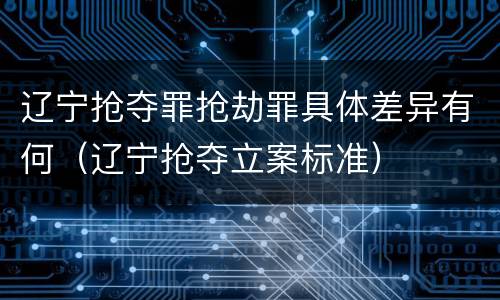 辽宁抢夺罪抢劫罪具体差异有何（辽宁抢夺立案标准）