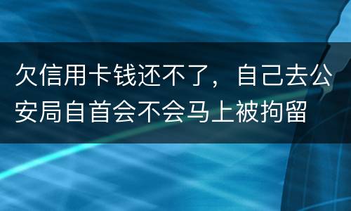 欠信用卡钱还不了，自己去公安局自首会不会马上被拘留