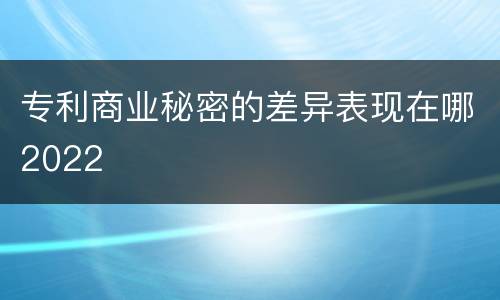 专利商业秘密的差异表现在哪2022