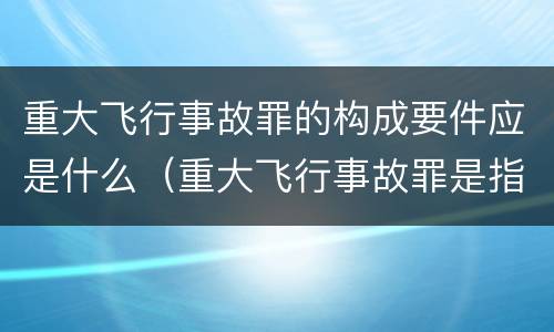 重大飞行事故罪的构成要件应是什么（重大飞行事故罪是指什么）