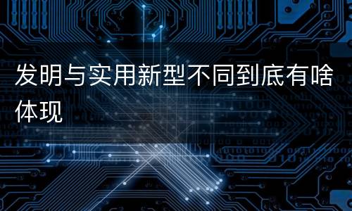 发明与实用新型不同到底有啥体现