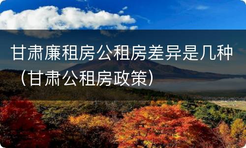 甘肃廉租房公租房差异是几种（甘肃公租房政策）