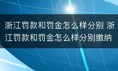 浙江罚款和罚金怎么样分别 浙江罚款和罚金怎么样分别缴纳