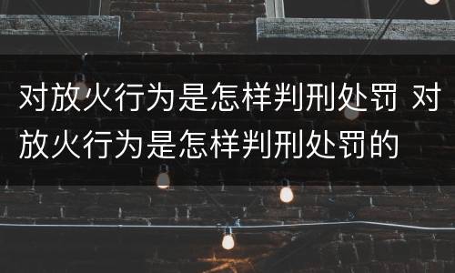 对放火行为是怎样判刑处罚 对放火行为是怎样判刑处罚的