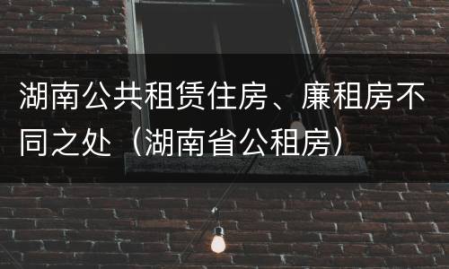 湖南公共租赁住房、廉租房不同之处（湖南省公租房）