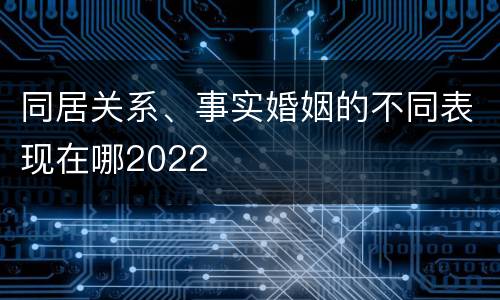 同居关系、事实婚姻的不同表现在哪2022