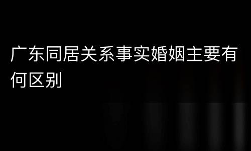 广东同居关系事实婚姻主要有何区别