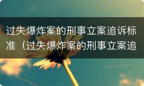 过失爆炸案的刑事立案追诉标准（过失爆炸案的刑事立案追诉标准是多少）