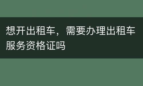 想开出租车，需要办理出租车服务资格证吗