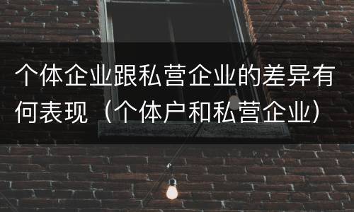 个体企业跟私营企业的差异有何表现（个体户和私营企业）