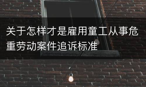 关于怎样才是雇用童工从事危重劳动案件追诉标准