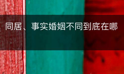 同居、事实婚姻不同到底在哪