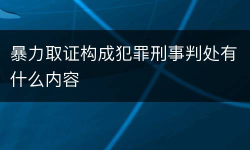 暴力取证构成犯罪刑事判处有什么内容