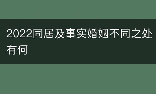 2022同居及事实婚姻不同之处有何