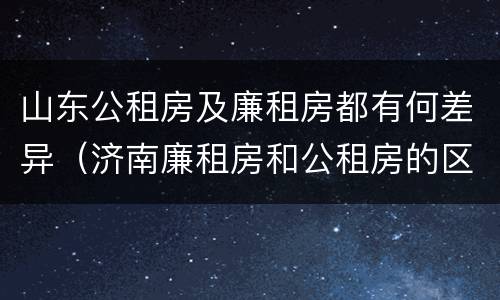 山东公租房及廉租房都有何差异（济南廉租房和公租房的区别）