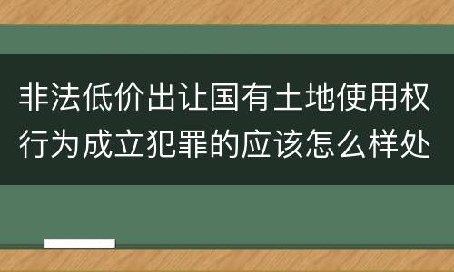 非法低价出让国有土地使用权行为成立犯罪的应该怎么样处罚