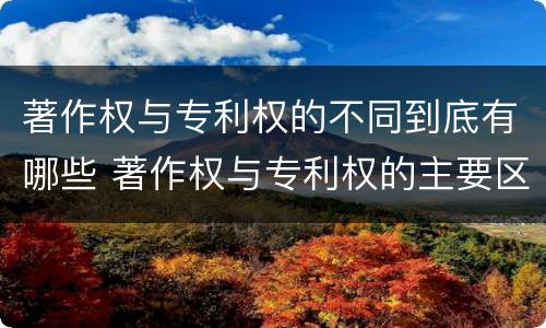 著作权与专利权的不同到底有哪些 著作权与专利权的主要区别是什么?