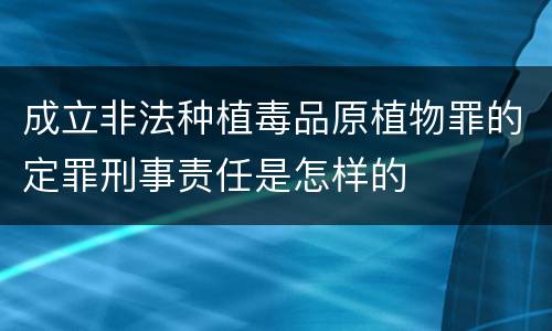 成立非法种植毒品原植物罪的定罪刑事责任是怎样的