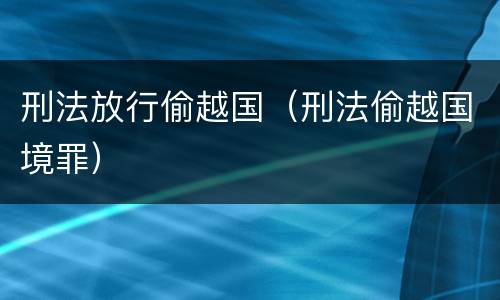 刑法放行偷越国（刑法偷越国境罪）