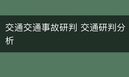 交通交通事故研判 交通研判分析