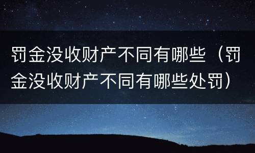 罚金没收财产不同有哪些（罚金没收财产不同有哪些处罚）