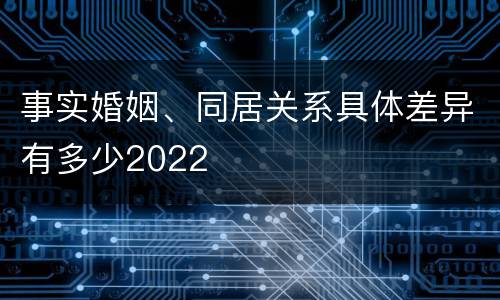 事实婚姻、同居关系具体差异有多少2022