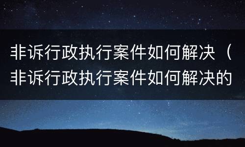 非诉行政执行案件如何解决（非诉行政执行案件如何解决的）