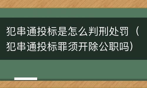 犯串通投标是怎么判刑处罚（犯串通投标罪须开除公职吗）