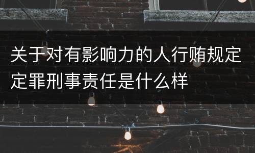 关于对有影响力的人行贿规定定罪刑事责任是什么样