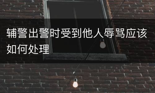 辅警出警时受到他人辱骂应该如何处理